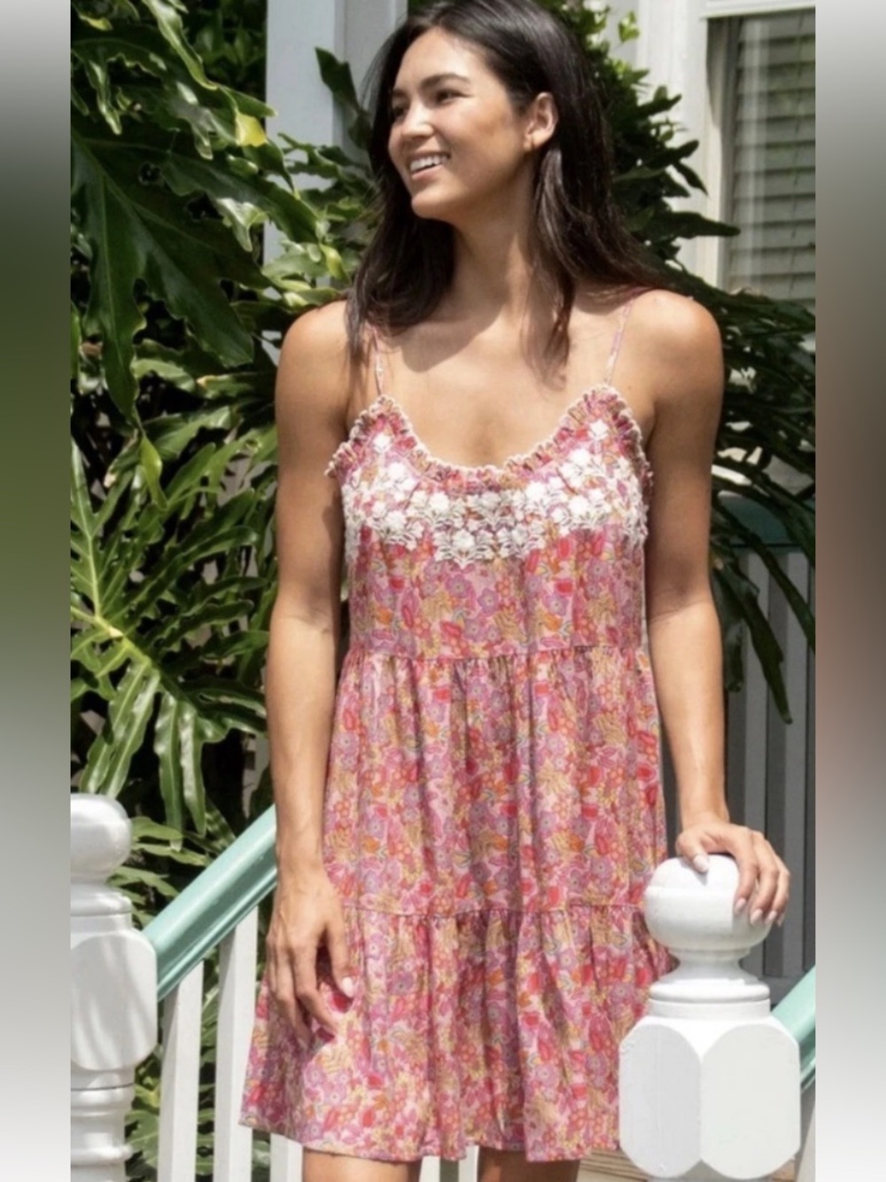 NATURAL LIFE Embroidered Harley Mini
Dress - Pink Leafy Floral M
